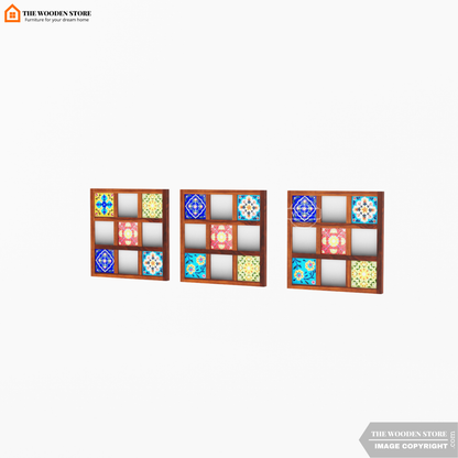 Bohemian Set of 3 Mirror with Frame (Honey Finish)