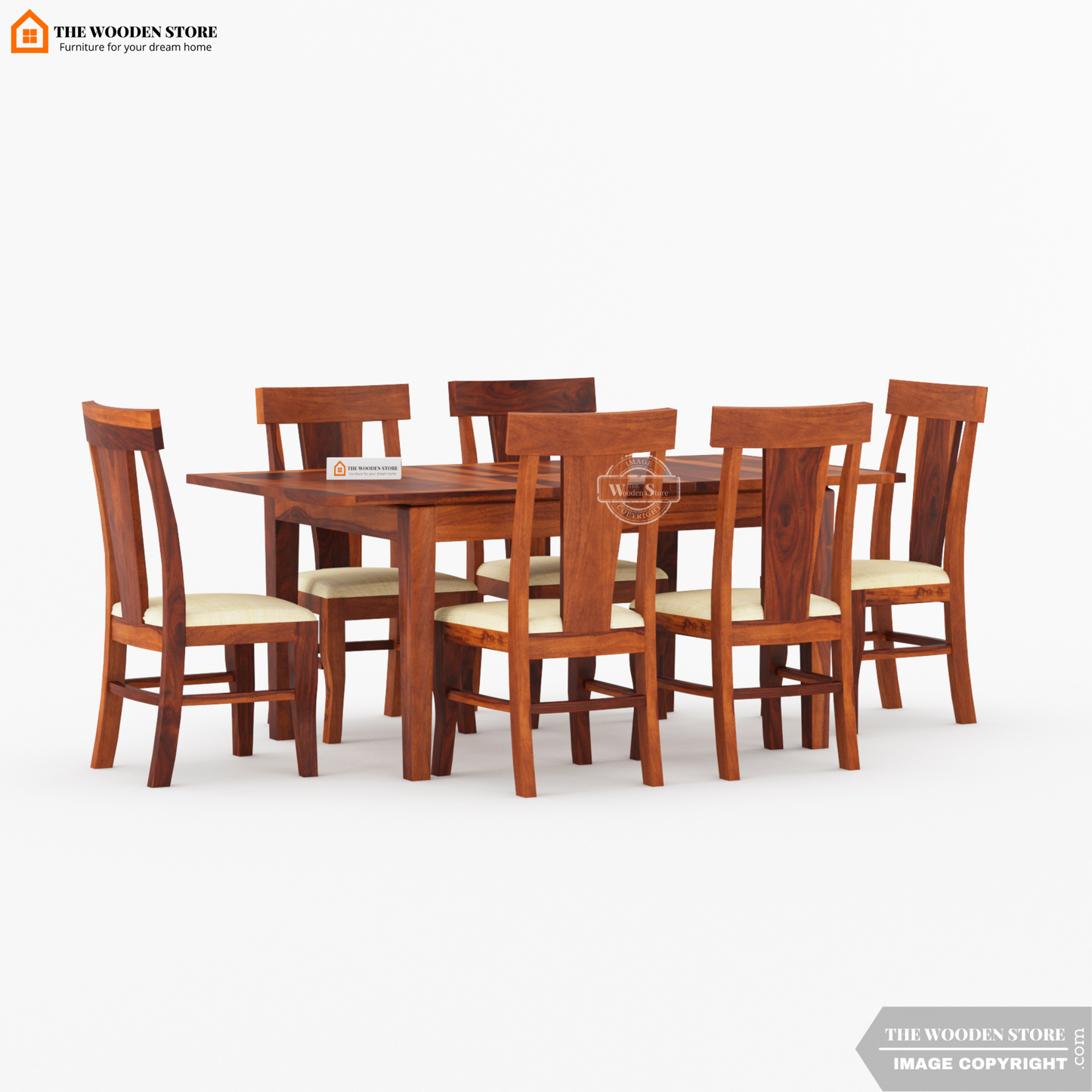 Velma 6 Seater Extendable Dining Set (Honey Finish)