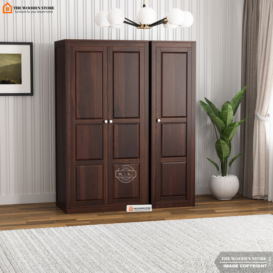 Oliver 3 Door Multi-Utility Wardrobe (Walnut Finish)