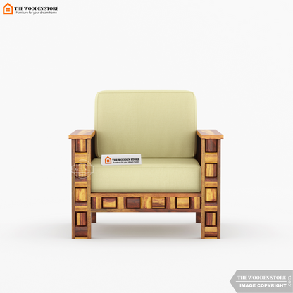 Woodwave 1 Seater Wooden Sofa (Teak Finish)