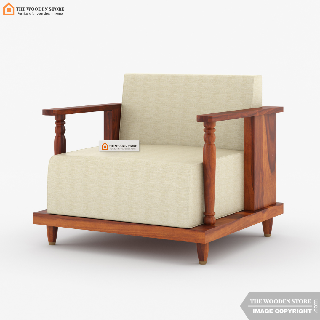 Gabriel 1 Seater Wooden Sofa (Honey Finish)