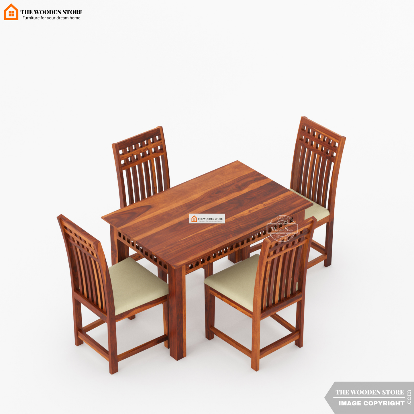 Donald 4 Seater Dining Set (Honey Finish)