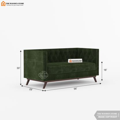 Cologne 2 Seater Fabric Sofa (Olive Green)