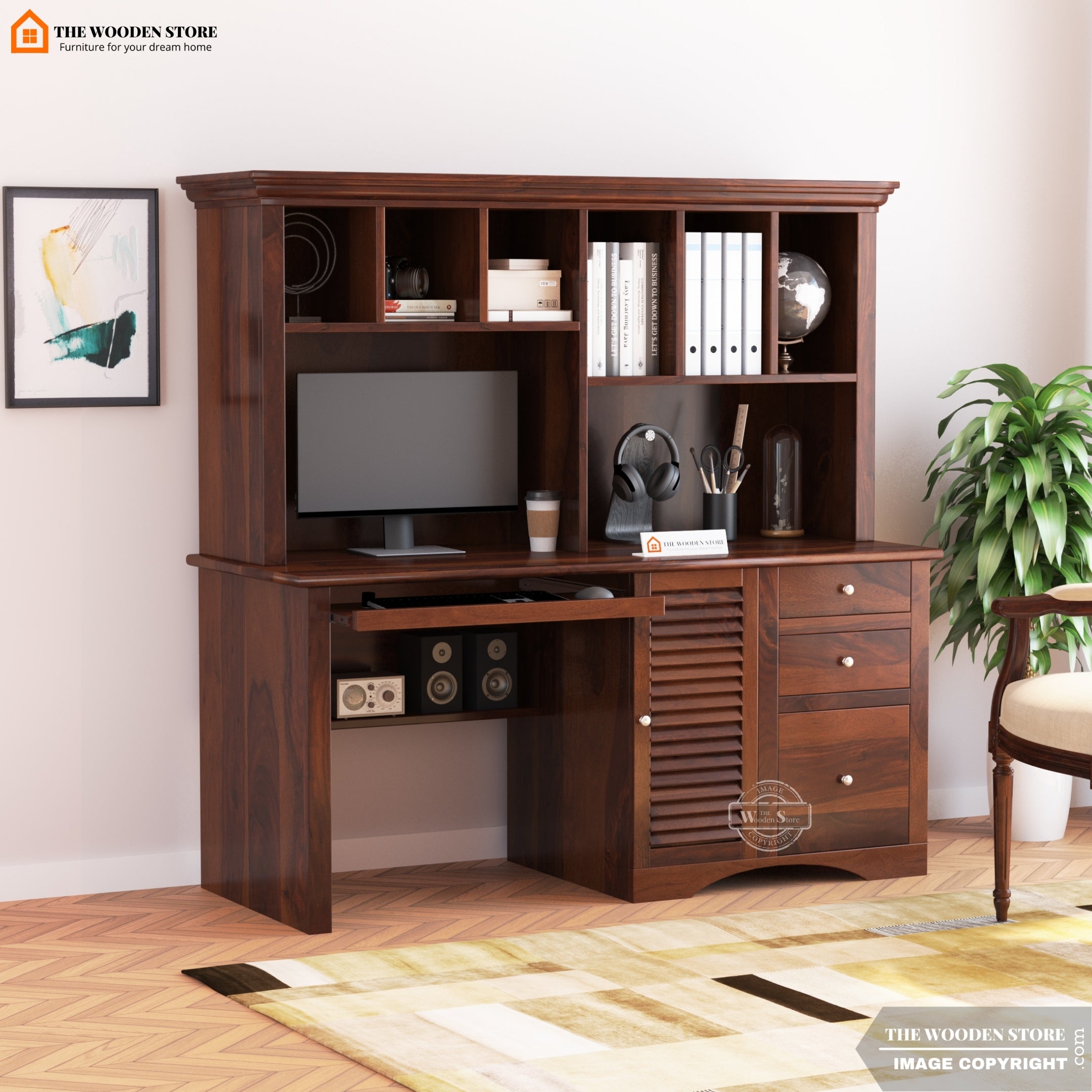 Octave Study Table (Walnut Finish) – The Wooden Store