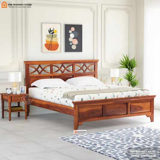 Eden Bed Without Storage ( King Size, Honey Finish )