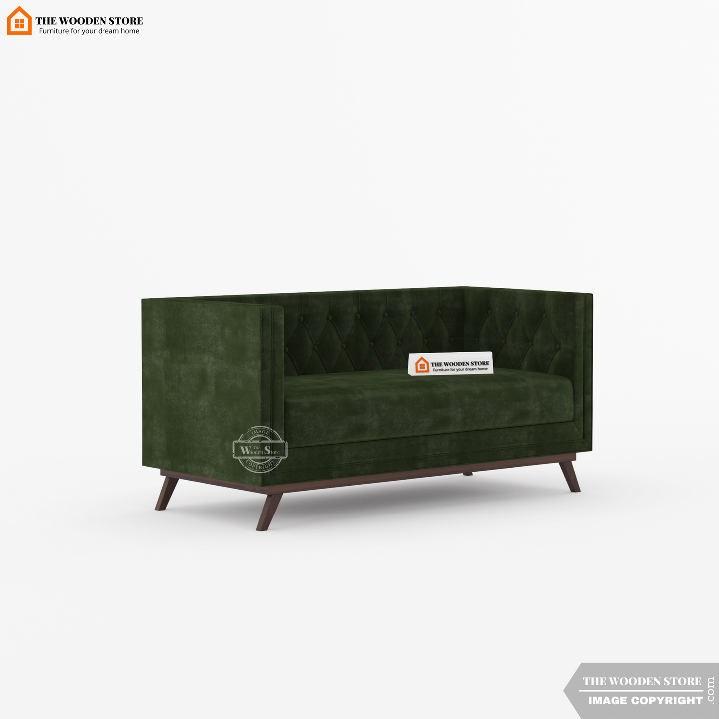 Cologne 2 Seater Fabric Sofa (Olive Green)
