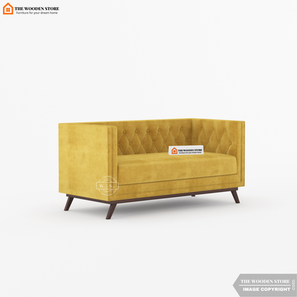 Cologne 2 Seater Fabric Sofa (Orange Gold)