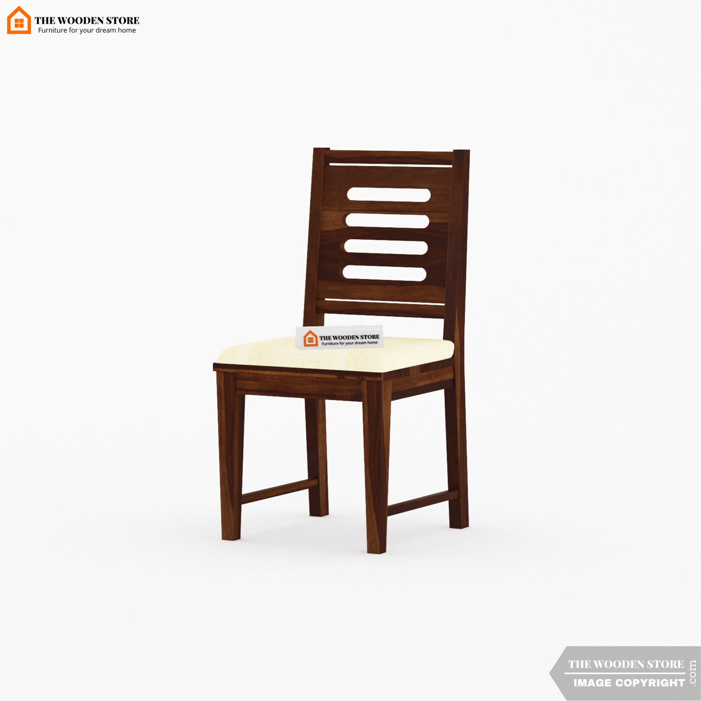 Bob Dining Chair With Fabric - Set of 2 (Walnut Finish)