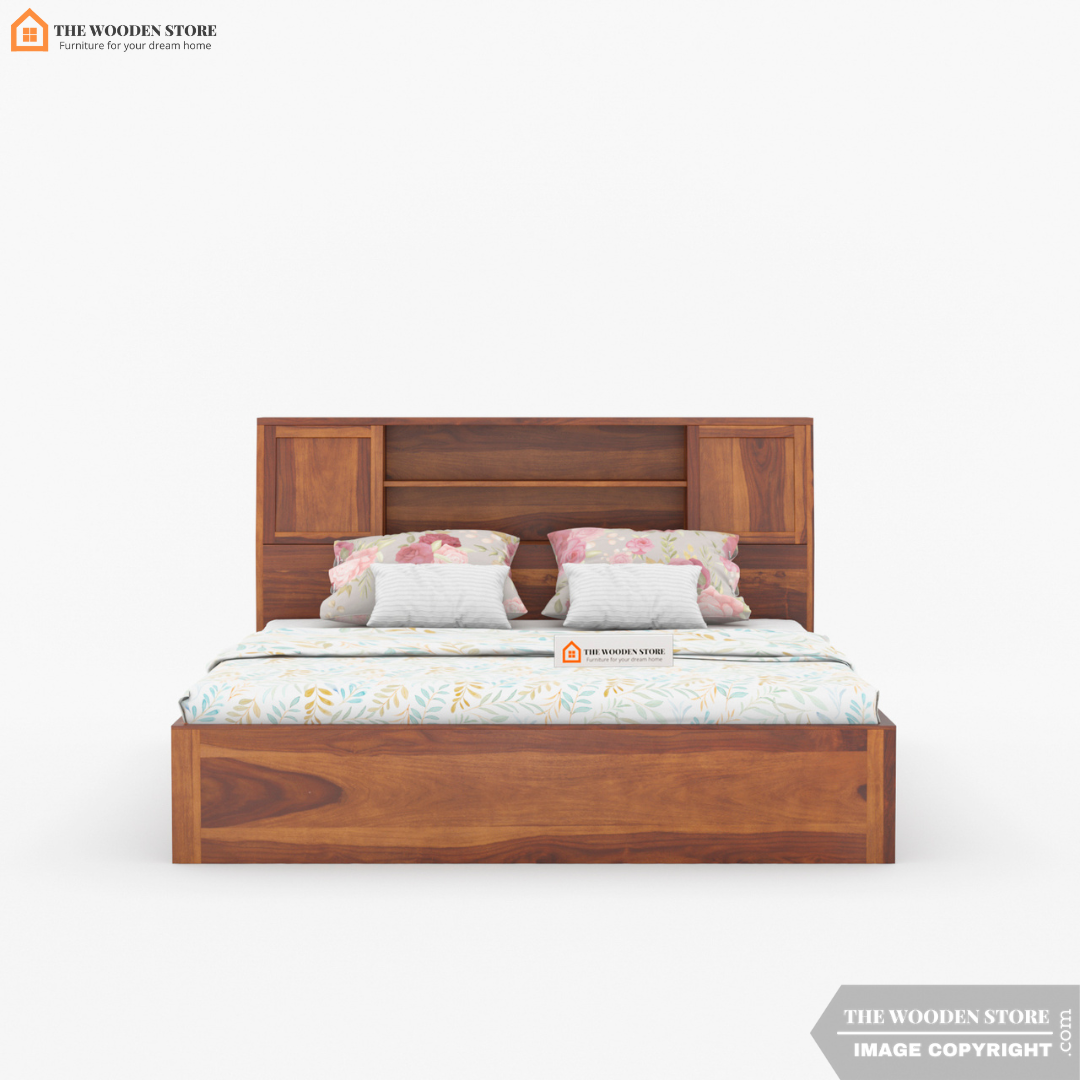 Bolton Hydraulic Bed with Bedside (King Size, Honey Finish)