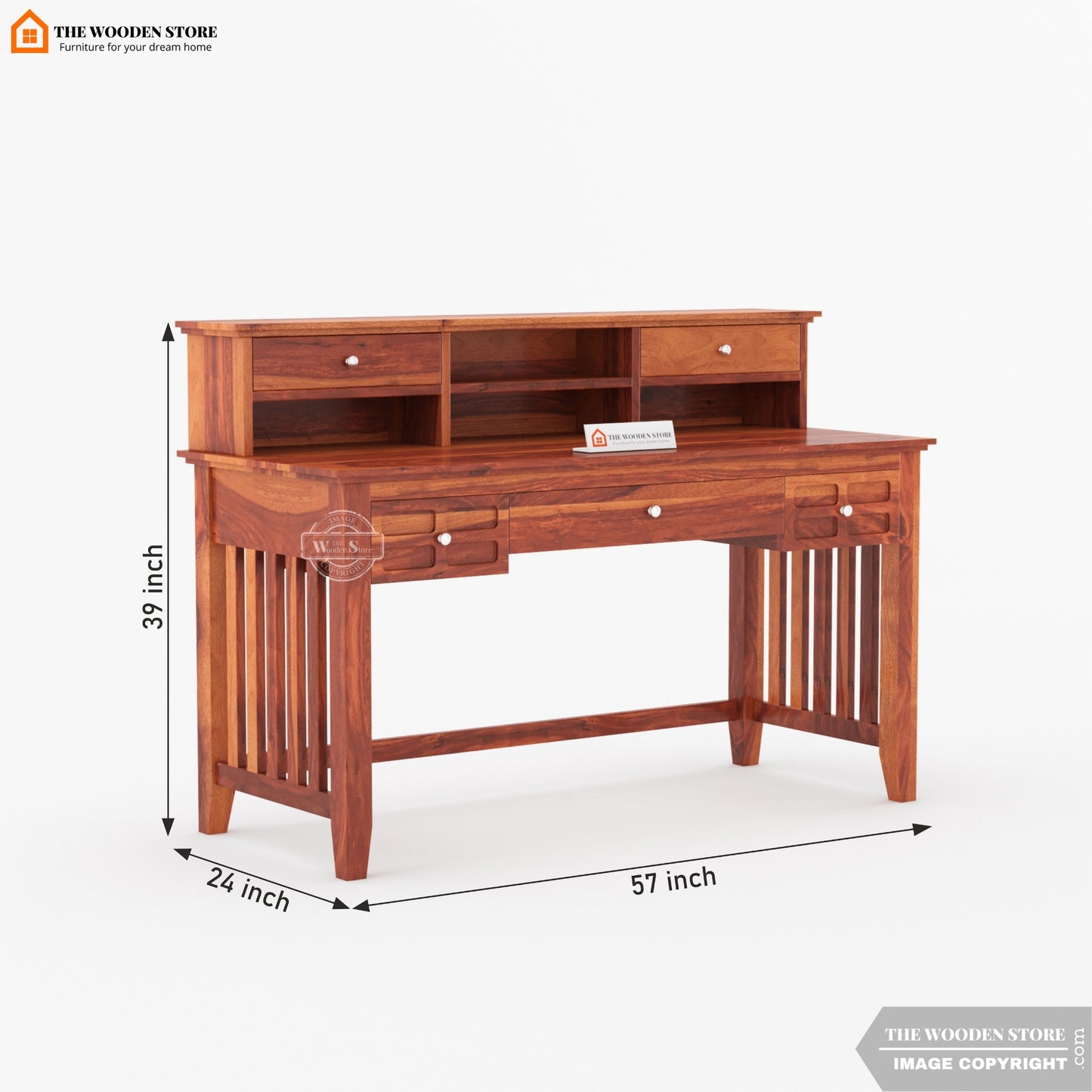 Edvora Computer Table With Drawers (Honey Finish)