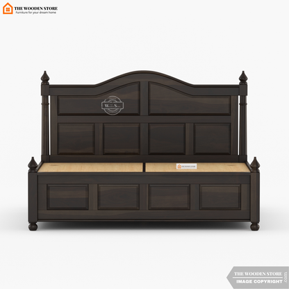 Boonville Bed with Drawer Storage (King Size, Walnut Finish)