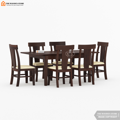 Velma 6 Seater Extendable Dining Set (Walnut Finish)