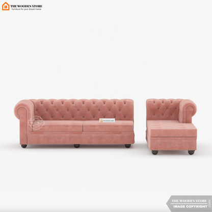 Ronin L - Shape Right Aligned Corner Sofa (Blush Pink)