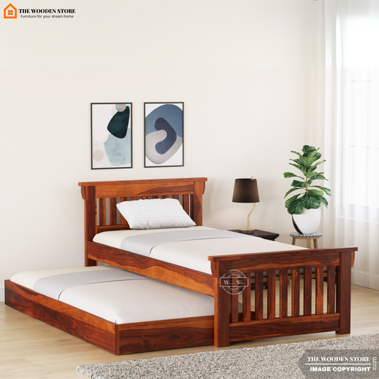 Kiara Trundle Bed (Honey Finish)