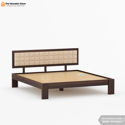 Halis Upholstered Bed without Storage (King Size, Walnut Finish)