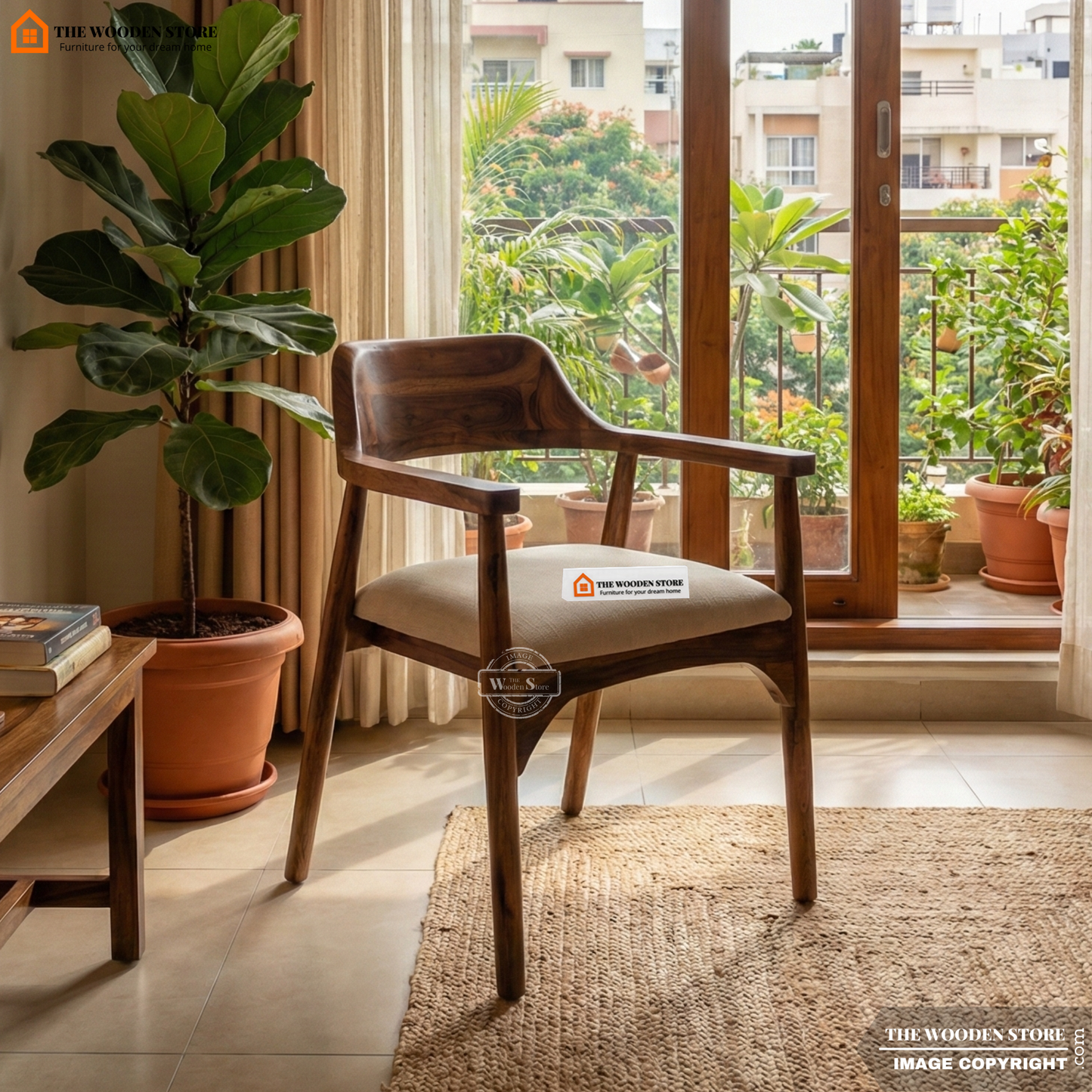 Audri Arm Dining Chair (Honey Finish)