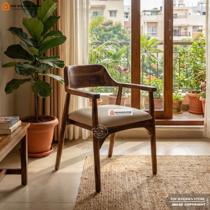 Audri Arm Dining Chair (Honey Finish)