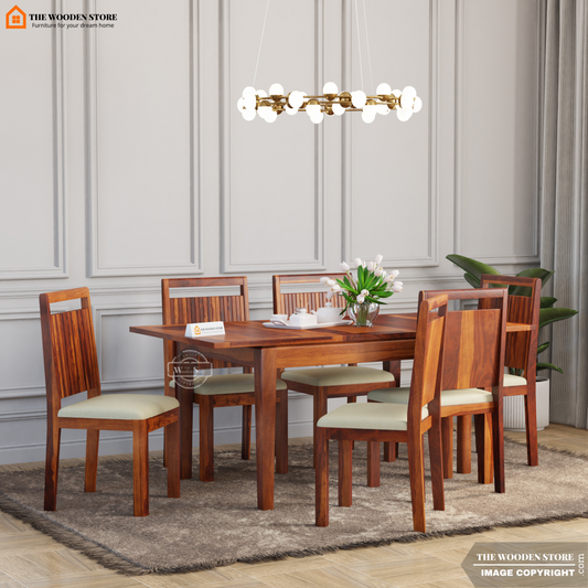 Marco Extendable 6 Seater Dining Set (Honey Finish)