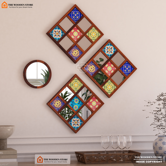Bohemian Mirror Collage (Honey Finish)