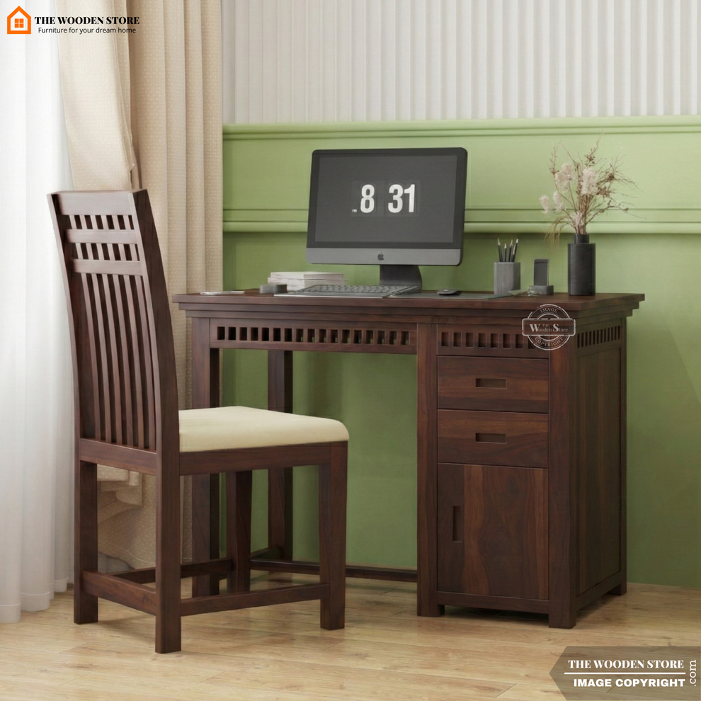 Donald Study Table (Walnut Finish) – The Wooden Store
