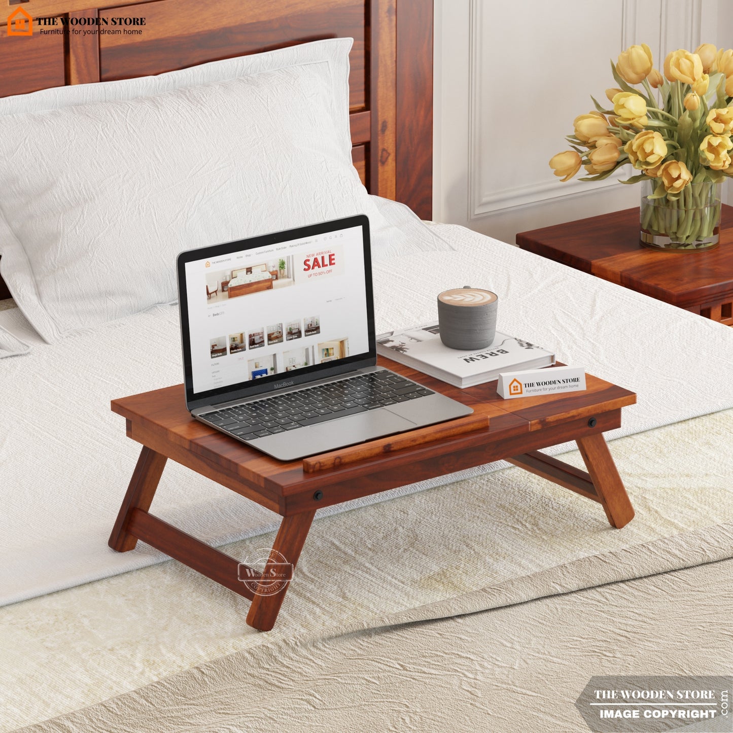 Milo Laptop Table (Honey Finish)