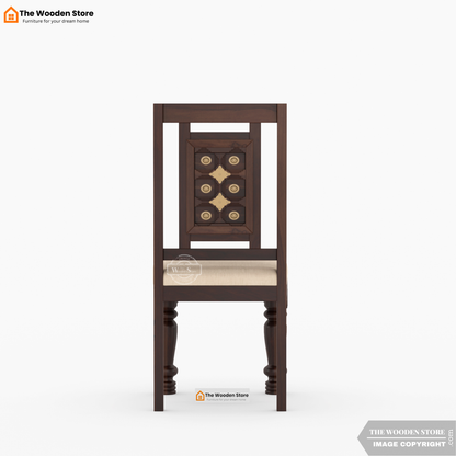 Royal Brass and Tiles 6 Seater Dining Table Set (Walnut Finish)