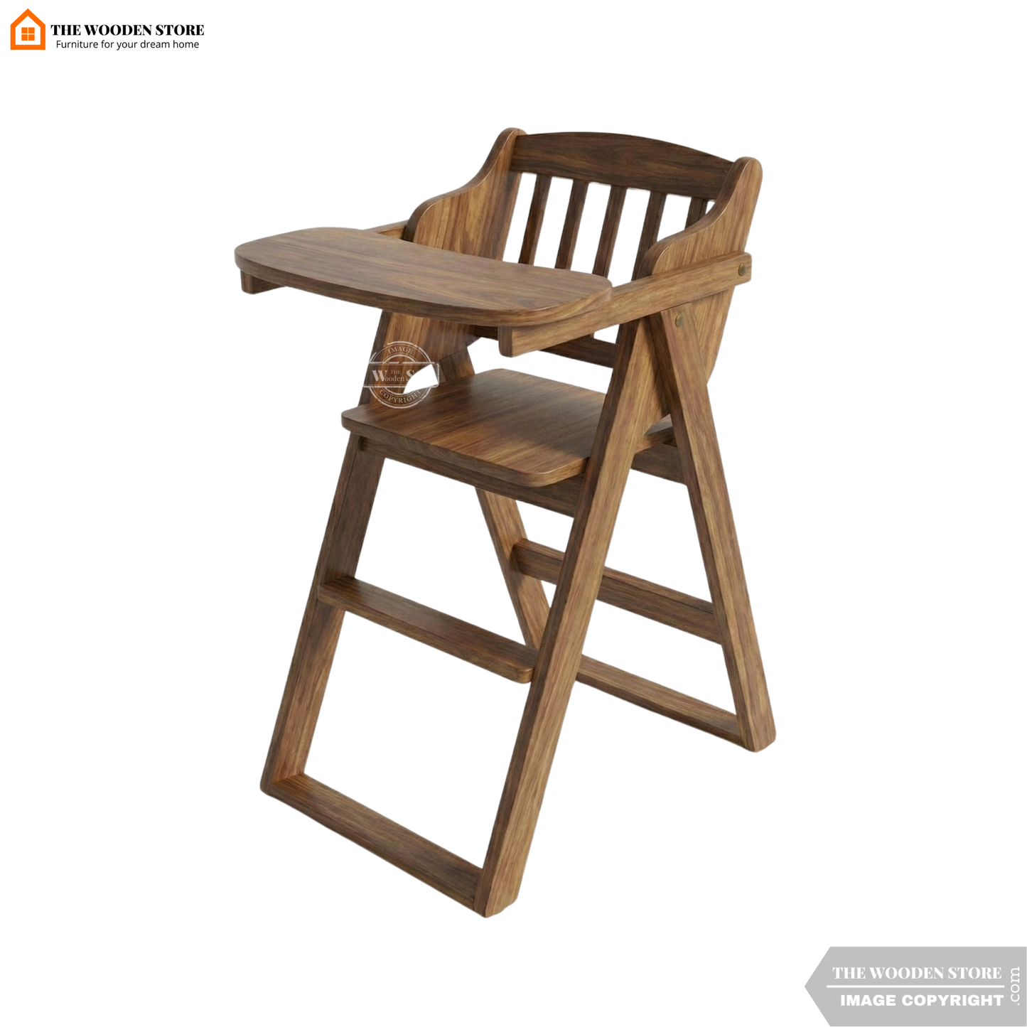 Aaru Baby High Foldable Chair (Teak Finish)