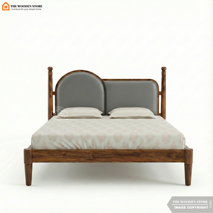 Manoram Bed without Storage (King Size, Teak Finish)