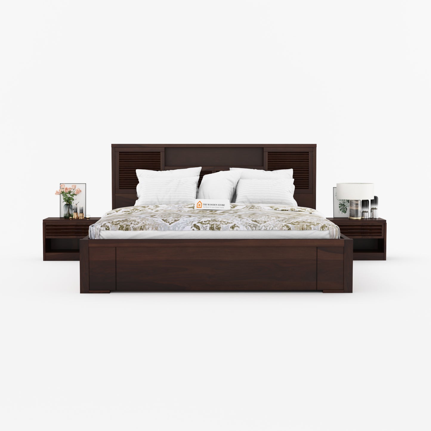 Franklin Bed with Drawer Storage (King Size, Walnut Finish)