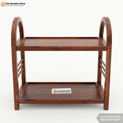 Monowi Solid Wood Kitchen Rack (Honey Finish)