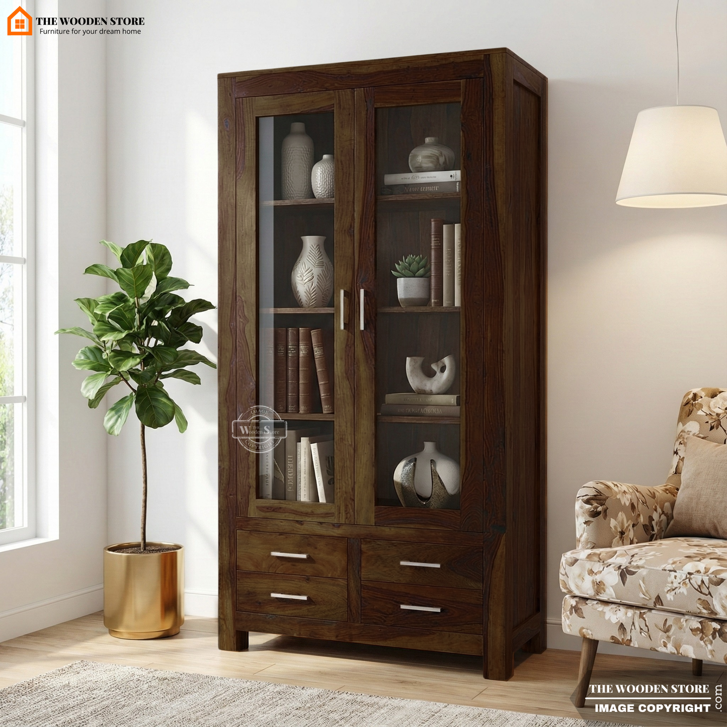 Pluto Bookshelf (Walnut Finish)