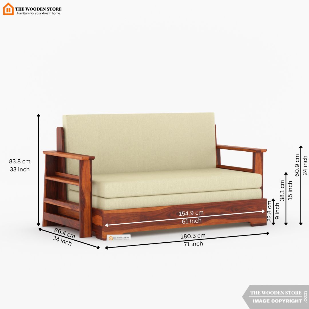 Dell Sofa Cum Bed (King Size, Honey Finish)