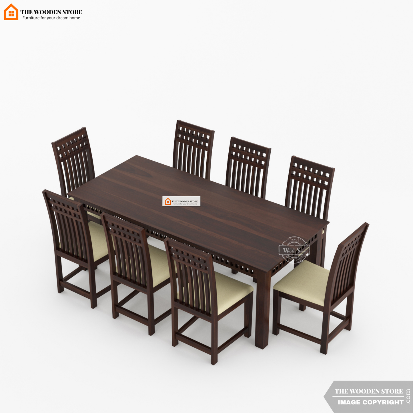 Donald 8 Seater Dining Set (Walnut Finish)