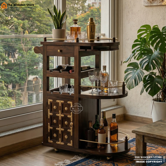 The Mehfil Bar Trolley (Walnut Finish)