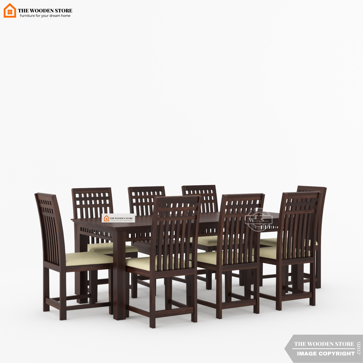 Donald 8 Seater Dining Set (Walnut Finish)
