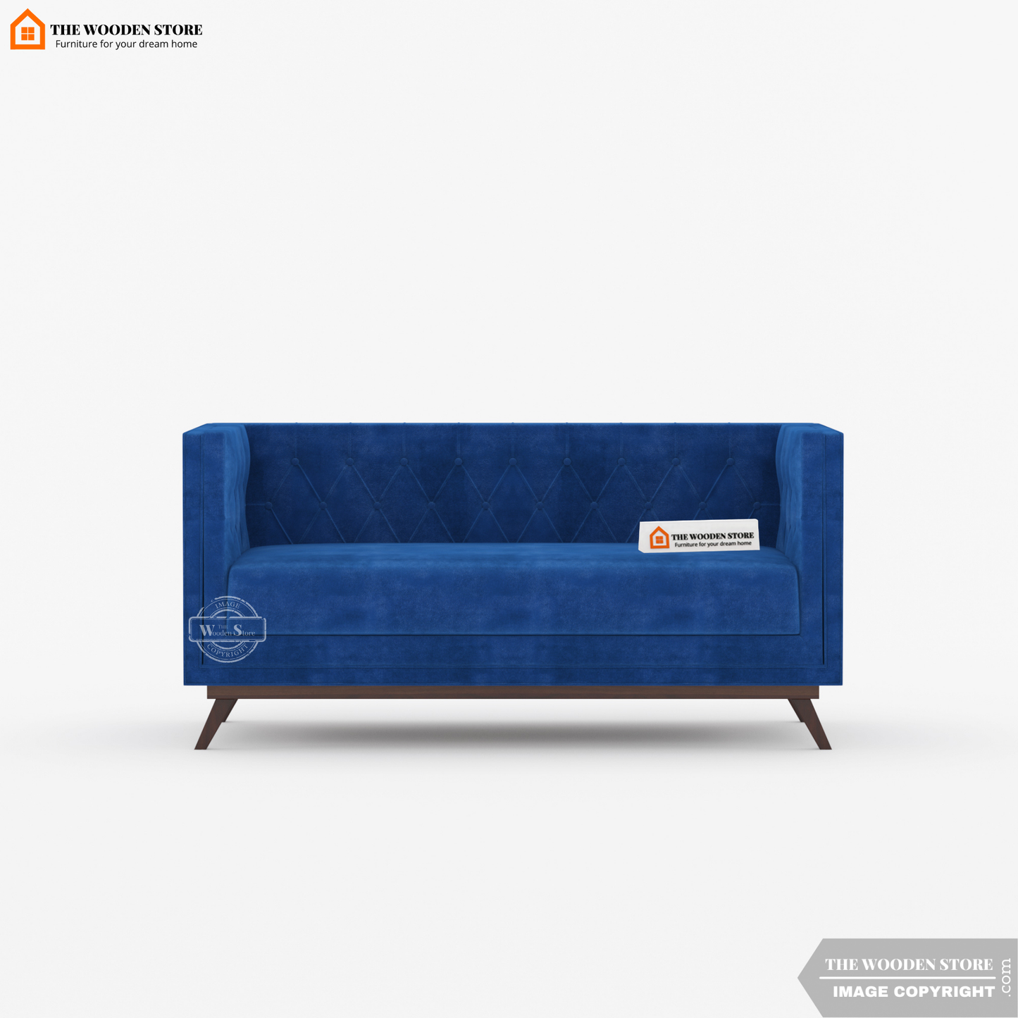 Cologne 2 Seater Fabric Sofa (Marine Blue)