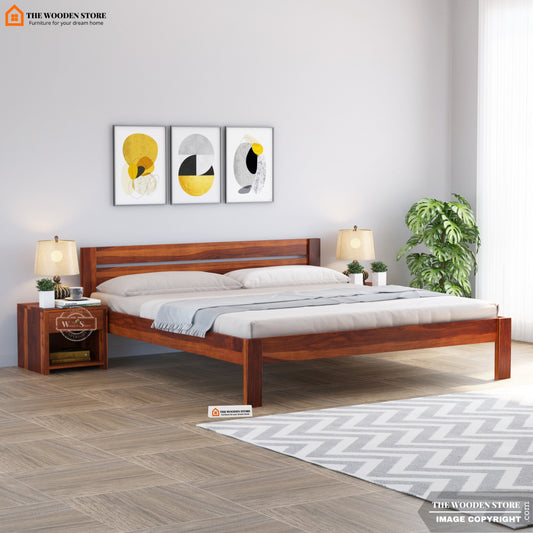 Jasper Bed Without Storage ( King Size, Honey Finish )