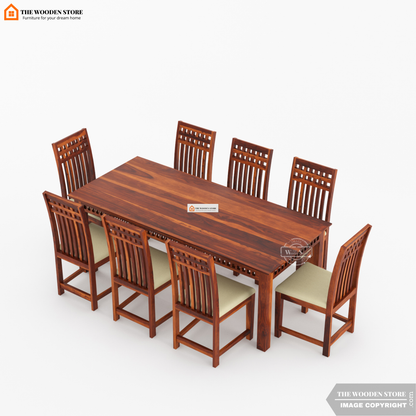 Donald 8 Seater Dining Set (Honey Finish)