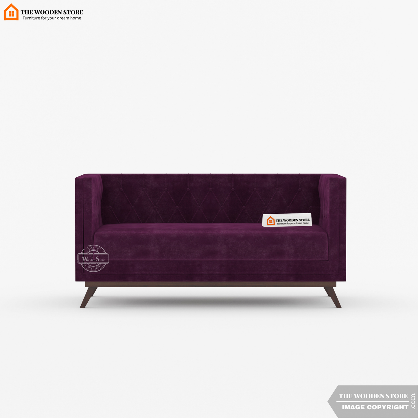 Cologne 2 Seater Fabric Sofa (Wine Berry)