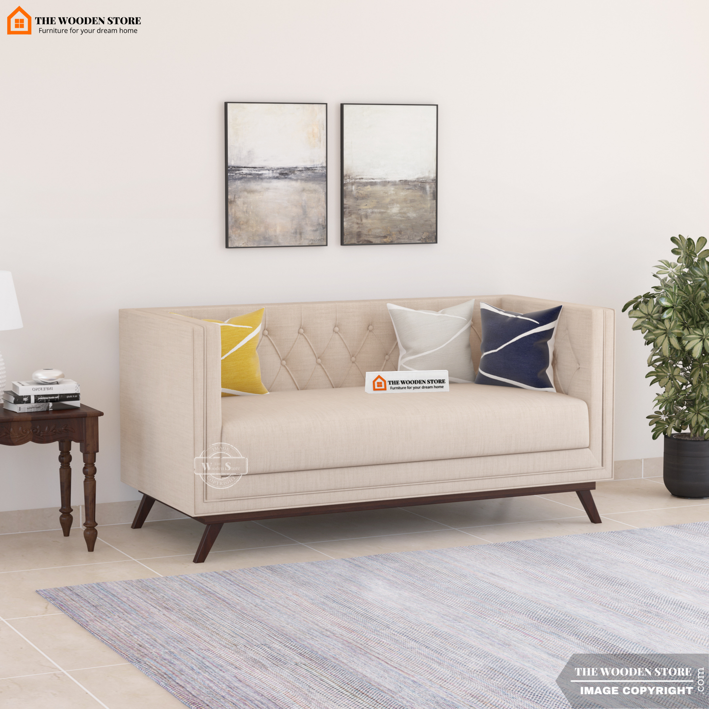 Cologne 2 Seater Fabric Sofa (Soft Vanilla)