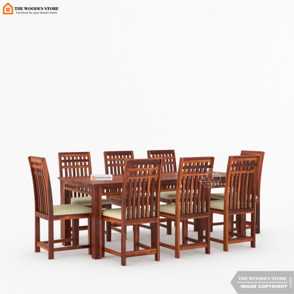 Donald 8 Seater Dining Set (Honey Finish)