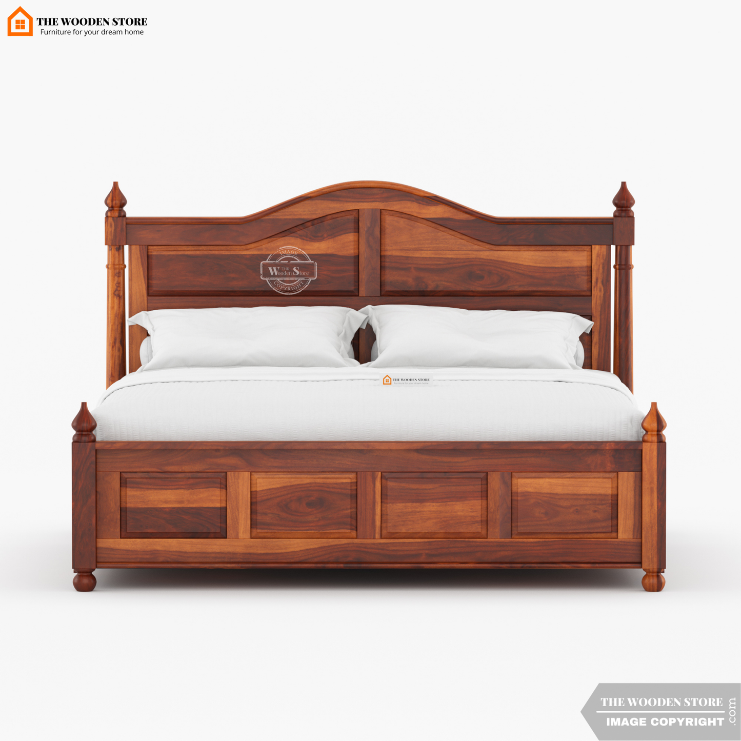 Boonville Bed with Drawer Storage (Queen Size, Honey Finish)