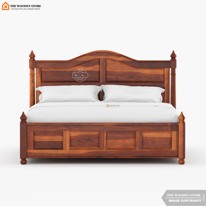 Boonville Bed with Drawer Storage (Queen Size, Honey Finish)