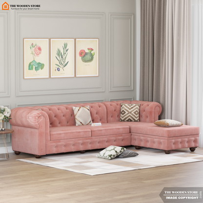 Ronin L - Shape Right Aligned Corner Sofa (Blush Pink)