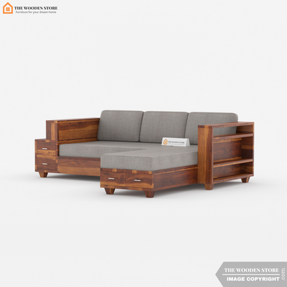 Brian L-Shaped Sofa (Honey Finish)
