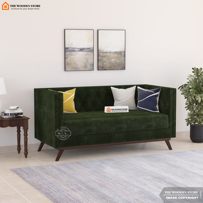 Cologne 2 Seater Fabric Sofa (Olive Green)