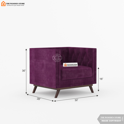 Cologne 1 Seater Fabric Sofa (Wine Berry)