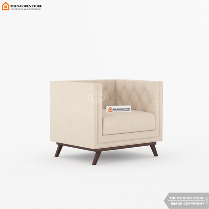 Cologne 1 Seater Fabric Sofa (Soft Vanilla)