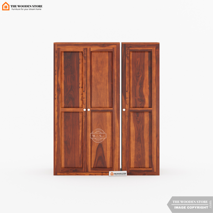 Mateo 3 Door Multi-Utility Wardrobe (Honey Finish)