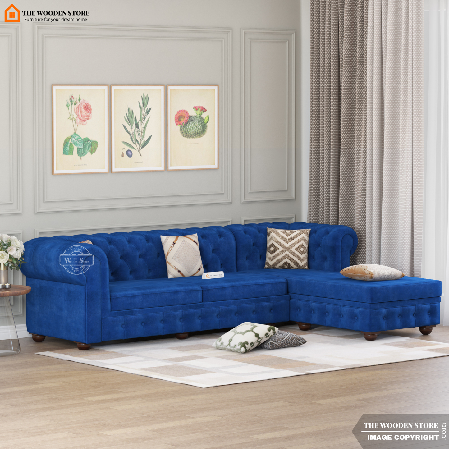 Ronin L - Shape Right Aligned Corner Sofa (Marine Blue)